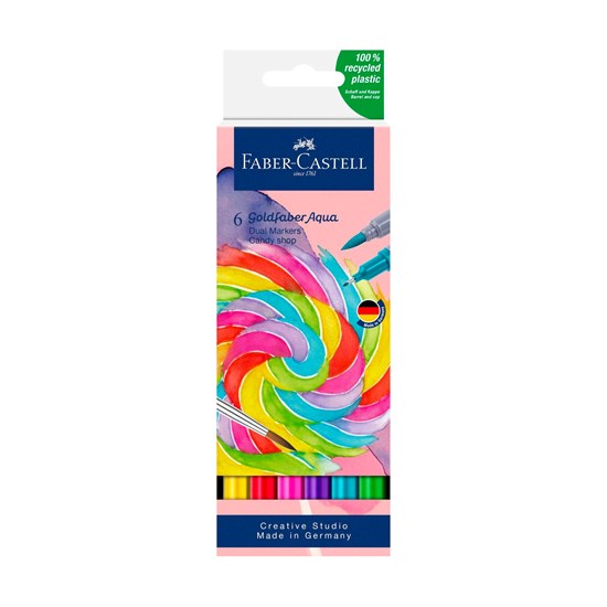Ens. 6 marqueurs double pointe goldfaber aqua bonbons
