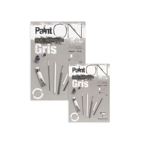 Bloc collé techniques mixtes paint'on - gris