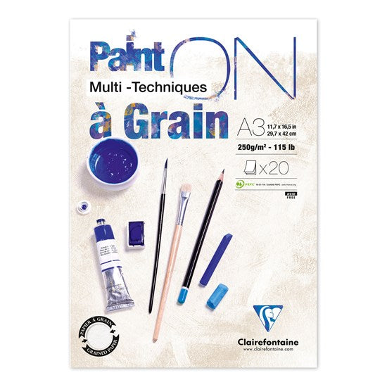 Bloc collé techniques mixtes paint'on - à grain - 11,7 x 16,5 pouces