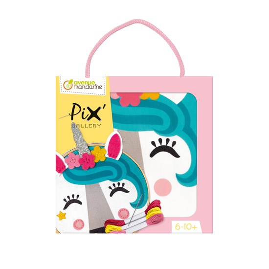 Kit de broderie pix' gallery - tambourin licorne