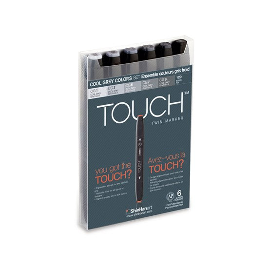Set Of 6 Touch Twin Markers - Cool Gray