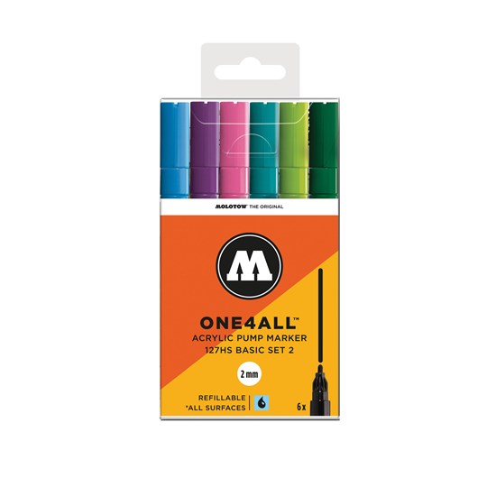Set of 6 One4all Markers Basics No.2 - 2mm