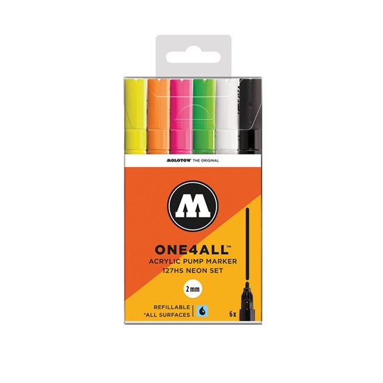 Set of 6 One4all Markers Fluo - 2mm