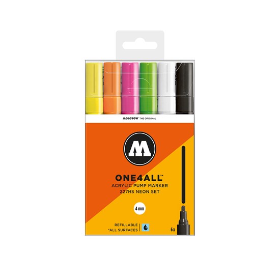 Set of 6 One4all Markers Fluo - 4mm