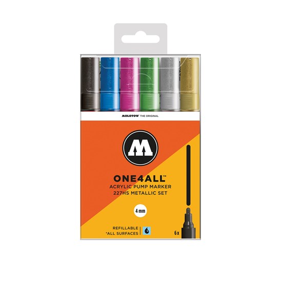 Set of 6 One4all Markers Metallic - 4mm