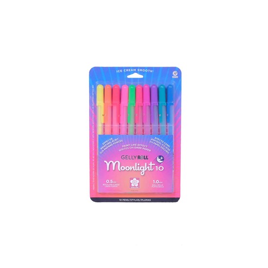 Set of 10 gel pens gelly roll 0.5mm moonlight assorted colors