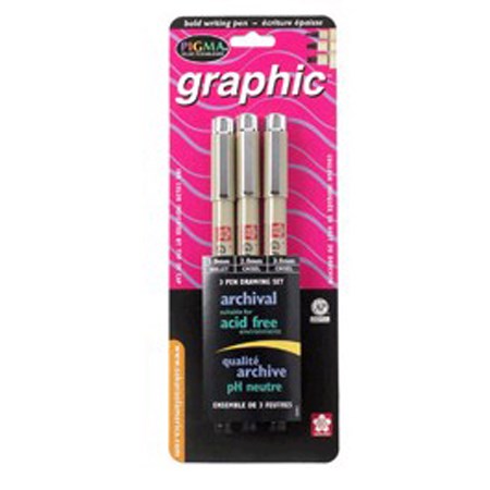 Ens. 3 feutres pigma graphic noir