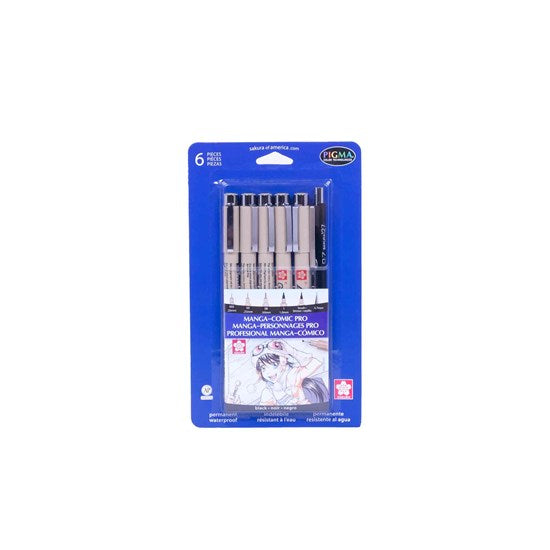 Ens. 6 stylos pigma noir manga