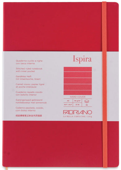 Cahier à reliure cousue ispira - couverture rigide - rouge - ligne grampersquaremeter