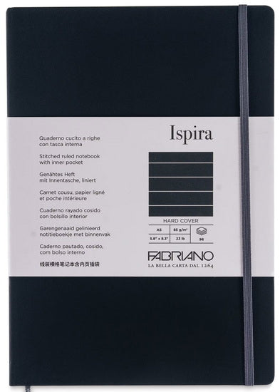 Cahier à reliure cousue ispira - couverture rigide - noir - ligne grampersquaremeter