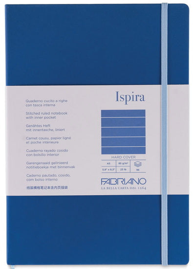 Cahier à reliure cousue ispira - couverture rigide - bleu royal - ligne grampersquaremeter