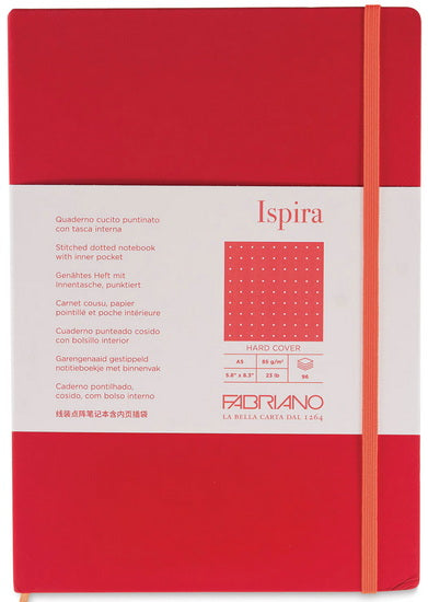Ispira Stitch-Bound Notebook - Hard Cover - RED - POINTILLE GRAM