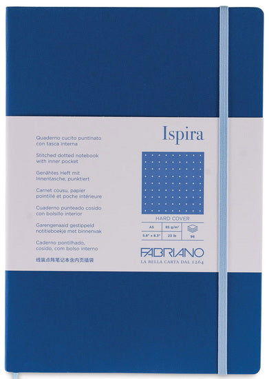Cahier à reliure cousue ispira - couverture rigide - bleu royal - pointille grampersquaremeter