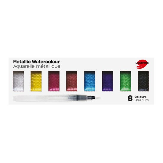 Ensemble aquarelle métallique - 8 demi-godets