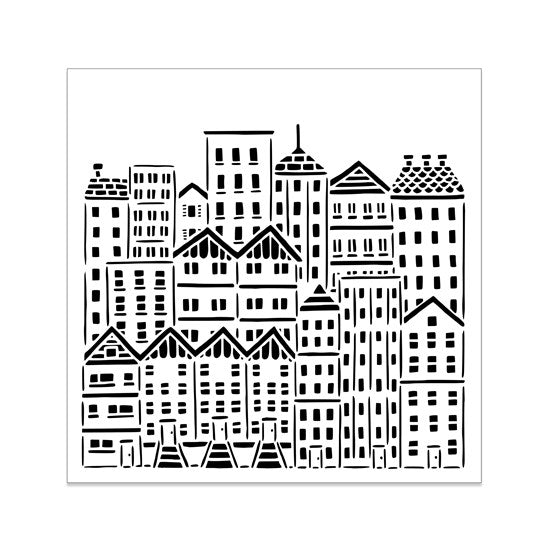 Stencil  City Buildings- 6X6"