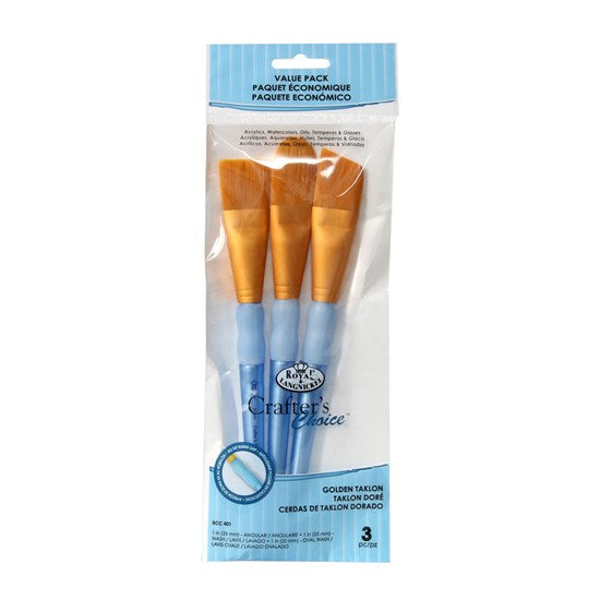 Set of 3 Large Gold Taklon Brushes