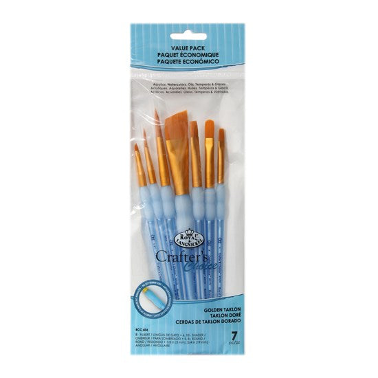 Set of 7 Gold Taklon Brushes Angular