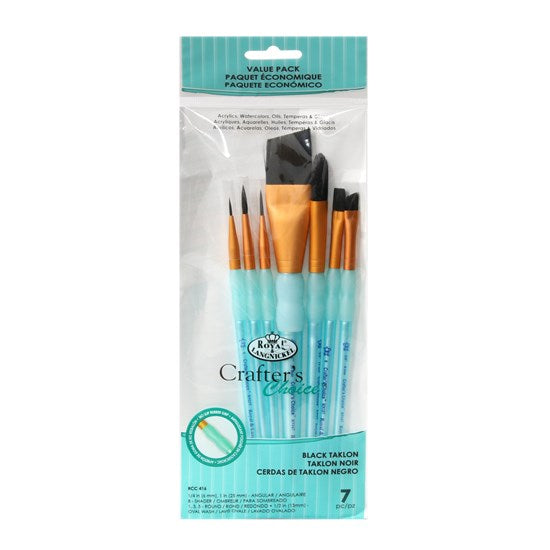 Set of 7 Black Taklon Brushes Angular