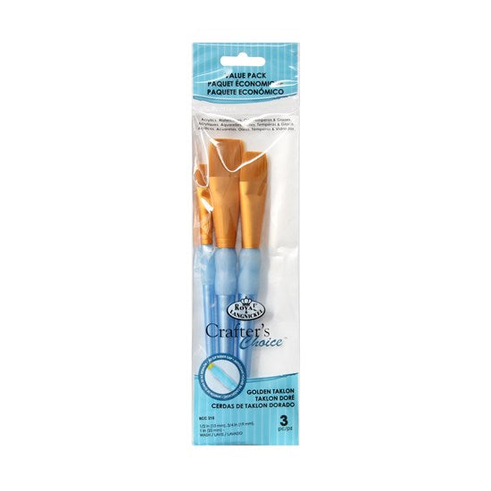 Set of 3 Gold Taklon Brushes Wash