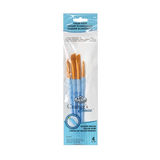 Set of 4 Gold Taklon Brushes Angular