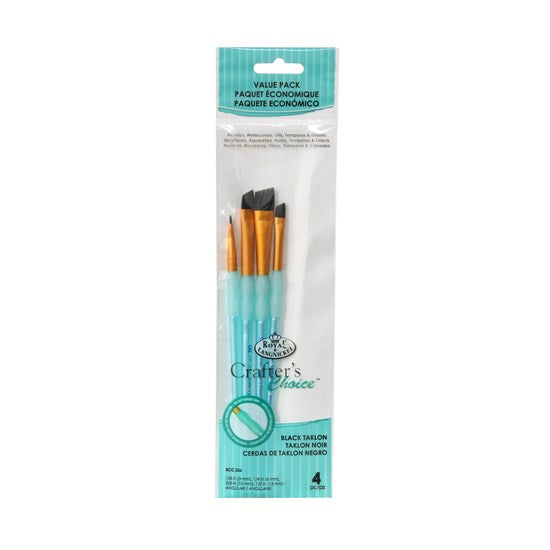 Set of 4 Black Taklon Brushes Angular