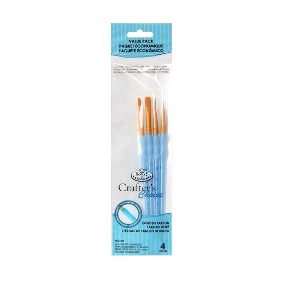 Set of 4 Gold Taklon Brushes Assorted