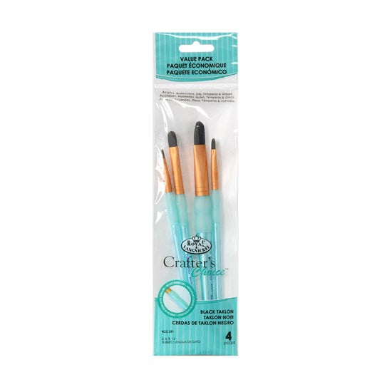 Ens. 4 pinceaux en taklon noir bombés