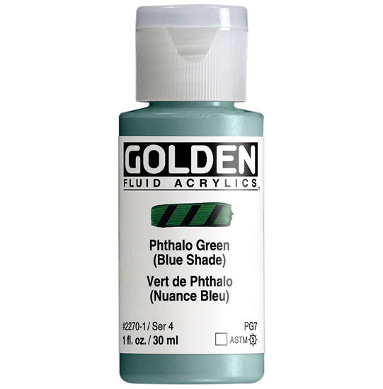 Acrylique fluide - 1 oz  vert phthalo nuance bleue  s4