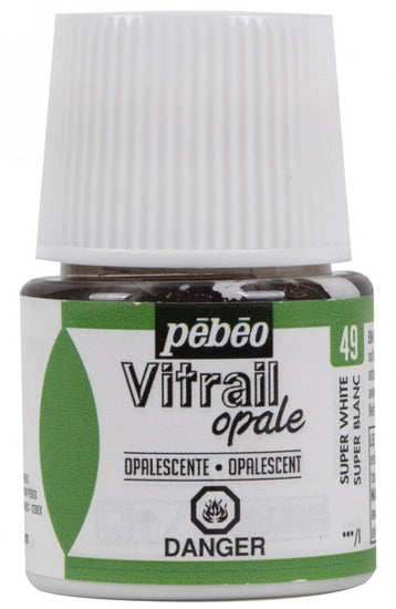 Peinture verre - vitrail opale - 45ml - super blanc