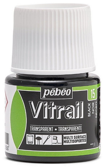Peinture verre - vitrail - 45ml - noir