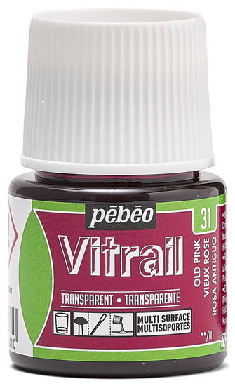 Peinture verre - vitrail - 45ml - vieux rose