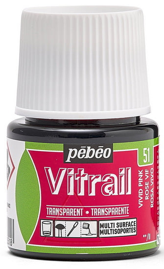 Peinture verre - vitrail - 45ml - rose vif