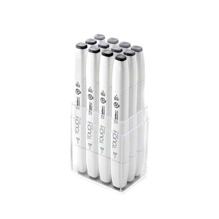 Set Of 12 Touch Brush Markers - Cool Gray
