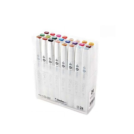 Set of 24 touch dual tip brush markers basic colors