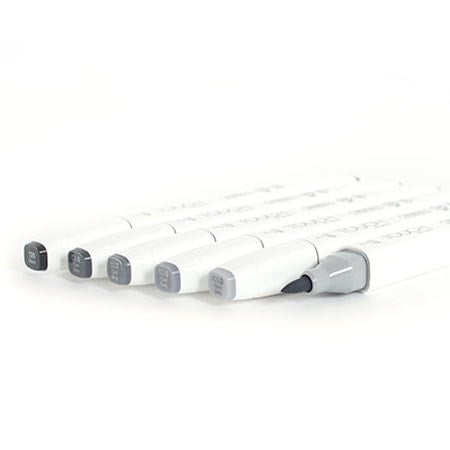 Ens. 6 marqueurs pointe pinceau touch gris chaud