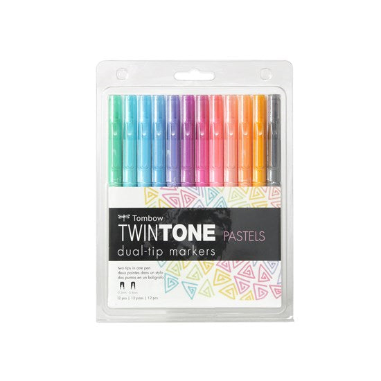 Ens. 12 feutre double pointe twintone pastel
