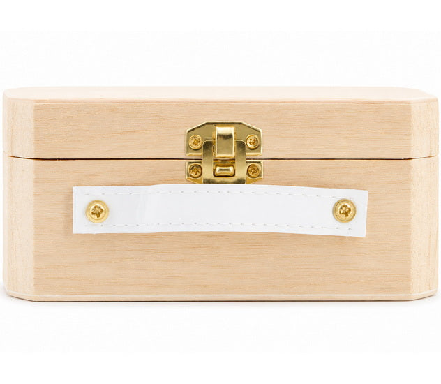 Wooden Box Leather Handle 5,1" x3,7" x2,3"