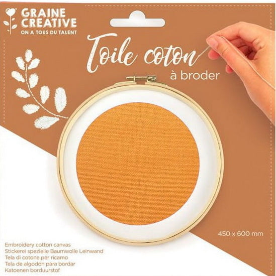 Toile de coton à broder - 45 x 60 cm - caramel