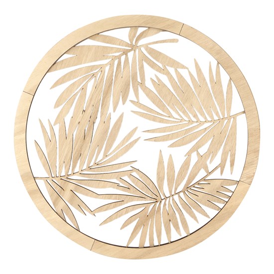 Cadre en bois rond à motif feuilles - 40 x 40 cm