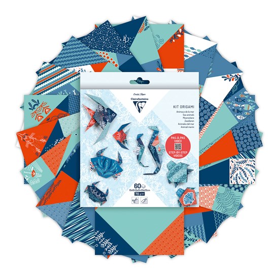 Feuilles origami à motifs - faune marine