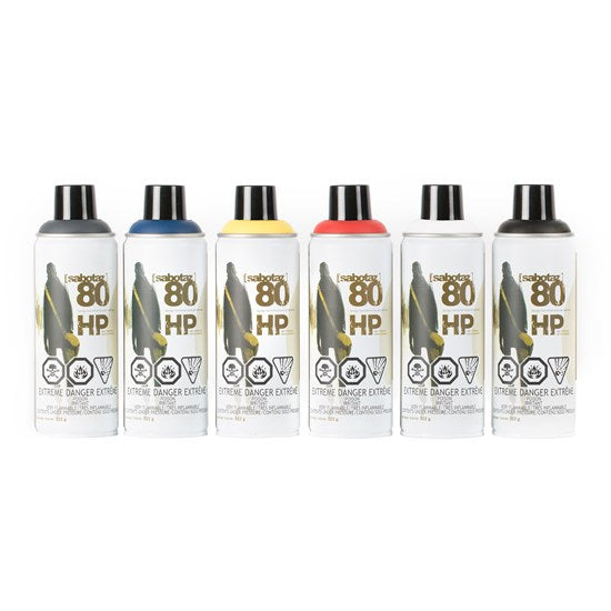 Ens. 6 aérosol hp couleurs assorties - 400ml