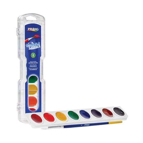 Ens. aquarelle godets - ovale - 8 couleurs
