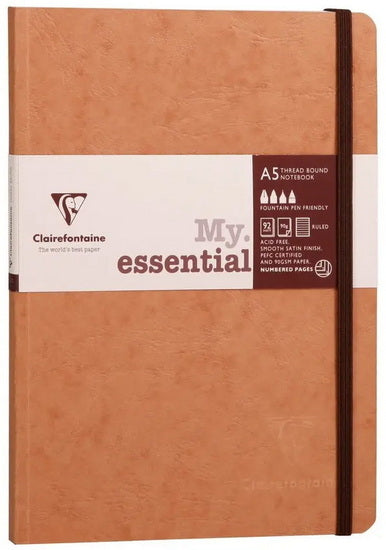 CAHIER AGE BAG - POINTILLÉ, RELIURE COUSUE, A5 Tabac