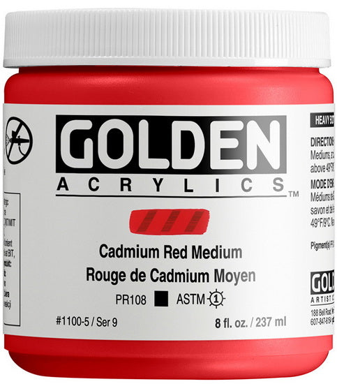 Acrylique haute viscosité - 8 oz  rouge cadmium moyen  s9