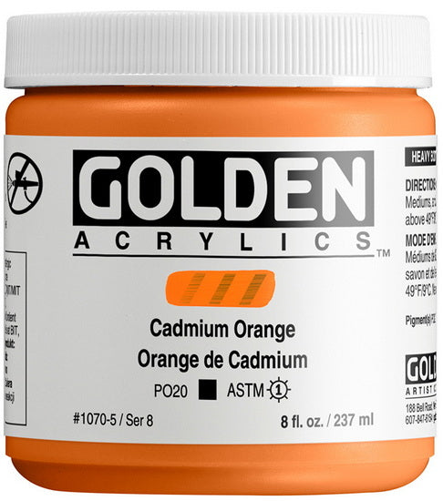 Acrylique haute viscosité - 8 oz  orange de cadmium  s8