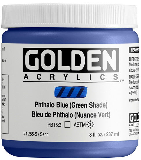 Acrylique haute viscosité - 8 oz  bleu phthalo nuance vert  s4