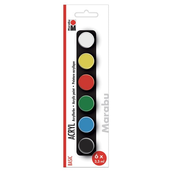 Ens. acrylique - couleurs de base, 6 x 3,5 ml