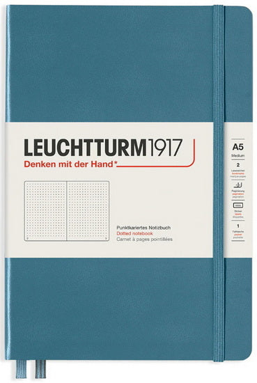Cahier de notes pointillé a5 251p bleu pierre