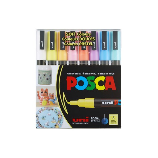 Ens. 8 marqueurs posca pc-3m pastels