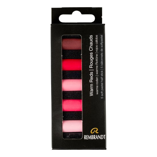Ens. 5 demi-pastels tendres rouge chaud